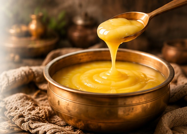 Ghee in a brass bowl