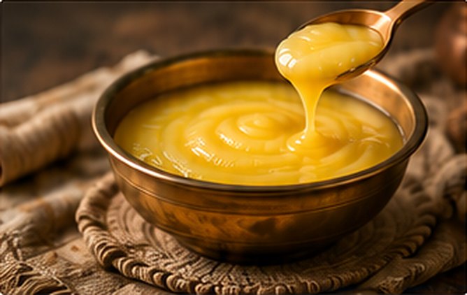 Ghee in a brass bowl