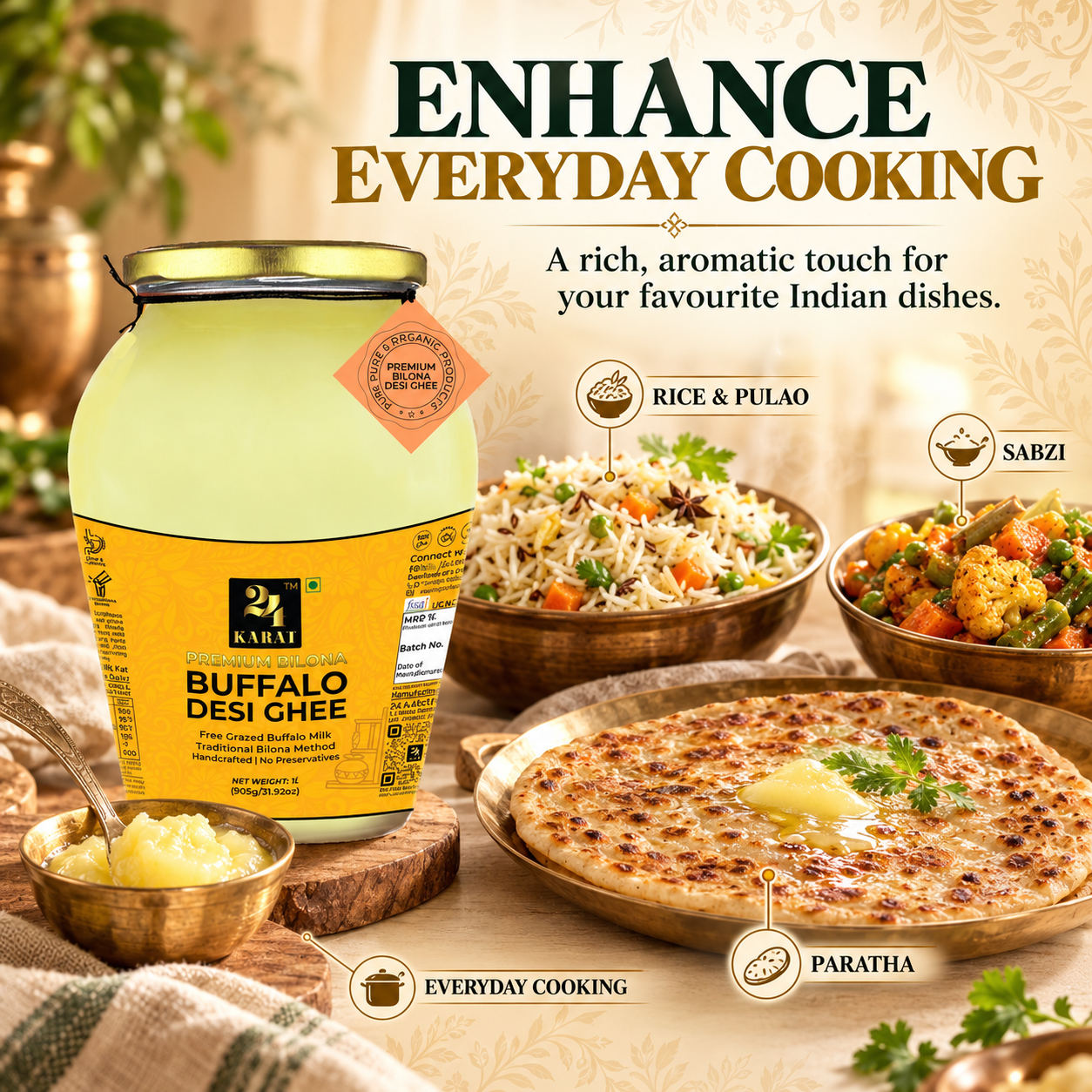 A2 Buffalo Bilona Desi Ghee 500ML - Image 4